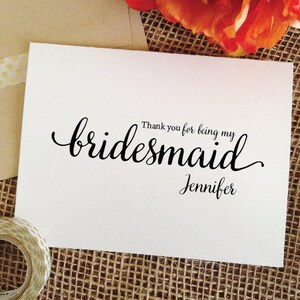Personalized bridesmaid card, to my bridesmaid wedding day card, thank you for being my bridesmaid WeddingAffections image 2