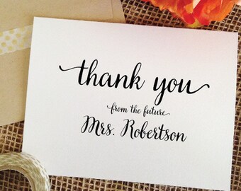Bridal shower thank you cards Personalized Wedding From the Future Mrs card bridal shower cards for bride bachelorette party cards