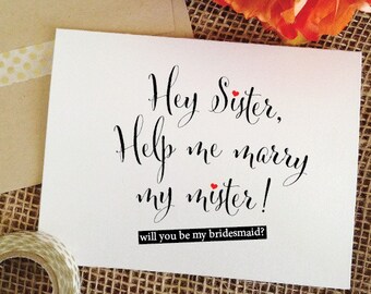 Card for Sister Bridesmaid Proposal Gift, will you be my bridesmaid card, sister bridesmaid card ask sister to be maid of honor