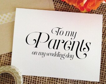 To my Parents on my wedding day Card Wedding Cards wedding gift parents of the groom gift to parents wedding day card to parent