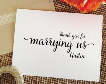 Thank You Officiant Card, Thank you for marrying us card, Wedding Day Card for Officiant #WA955O (Lovely) Pretty Shimmer Card