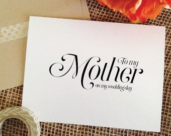To my mother on my wedding day card - mother of the groom gift from son - mother of the groom card - wedding card - mother of groom
