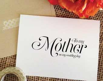To my mother on my wedding day card, wedding mother of bride, mother of the groom