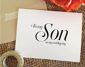 To my Son on my wedding day Card Wedding Card for Son of the Bride Son of the Groom Thank you Card (Sophisticated)