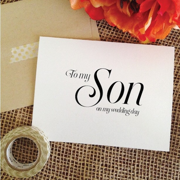 To my Son on my wedding day Card Wedding Card for Son of the Bride Son of the Groom Thank you Card (Sophisticated)
