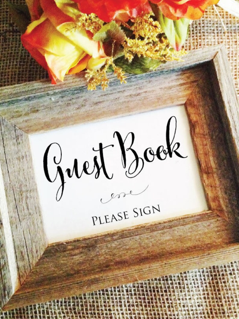 Wedding Sign Guest Book Sign, Wedding Please Sign Guestbook rustic wedding decor guestbook sign wedding signage Frame NOT included image 2