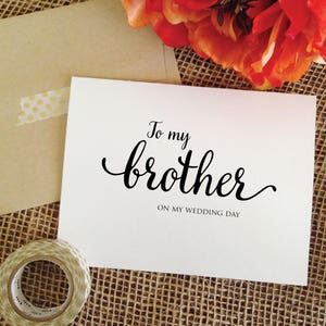 To my brother on my wedding day card, brother card, card for brother, to my brother card WA001BR image 3