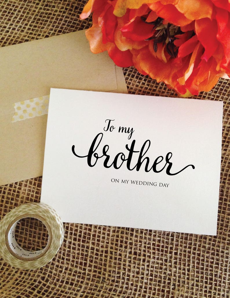 To my brother on my wedding day card, brother card, card for brother, to my brother card WA001BR image 3