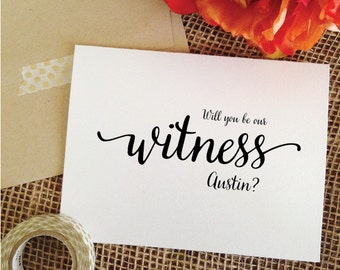 Personalized Will you be our witness card Asking witness Invitation wedding invite (Lovely)