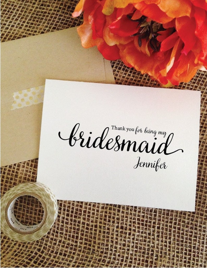 Personalized bridesmaid thank you card, wedding day card, bridesmaid card, thank you for being my bridesmaid : WeddingAffections image 2