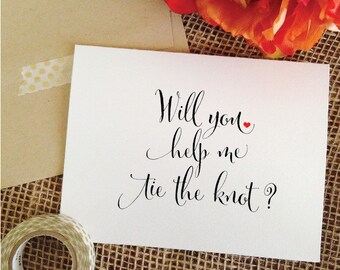 Bridesmaid proposal card - Will you help me tie the KNOT card