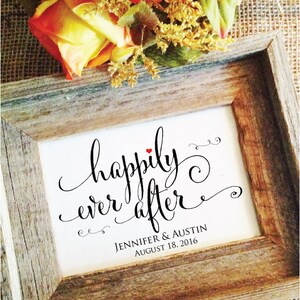 happily ever after sign, personalized wedding signs wedding decor personalized  (Frame NOT included)