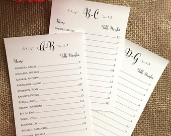 Single Table seating chart Wedding Seating Chart Sign Wedding seating chart cards Wedding table chart 5x7