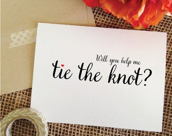 Will you help me tie the knot card, bridesmaid proposal, cute bridesmaid proposal card, maid of honor proposal, bridesmaid card (Lovely)