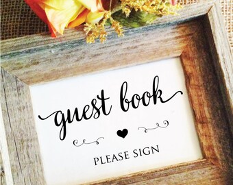 Wedding Guestbook Sign (Lovely) Heart Please Sign Guest Book (Frame NOT included)