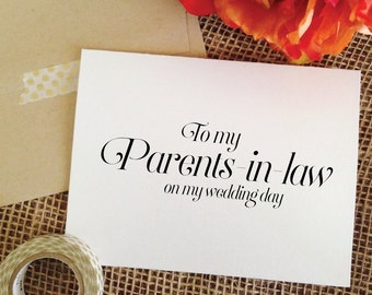 To my Parent in law on my wedding day Card to my parent in law card Wedding Card Thank you Card (sophisticated)