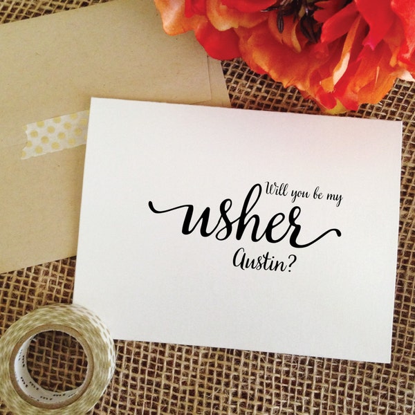 Personalized Will you be my usher card Asking usher Invitation wedding invite (Lovely)