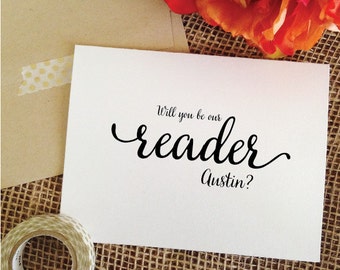 Personalized Will you be our reader card, invitation for reader wedding invite (Lovely)