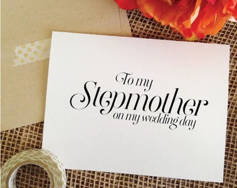 Wedding card for stepmother, To my Stepmother on my wedding day Card  to my Stepmother card, Thank you Card To My Stepmom