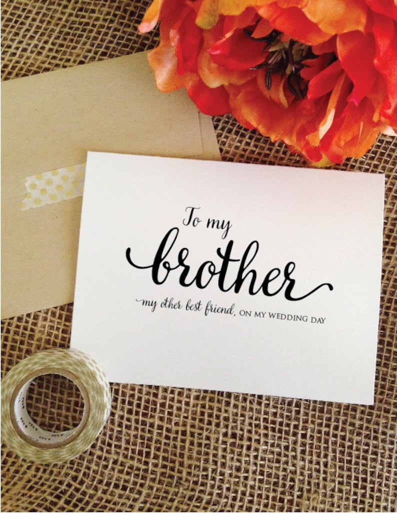To my brother on my wedding day card, brother card, card for brother, to my brother card WA001BR image 2
