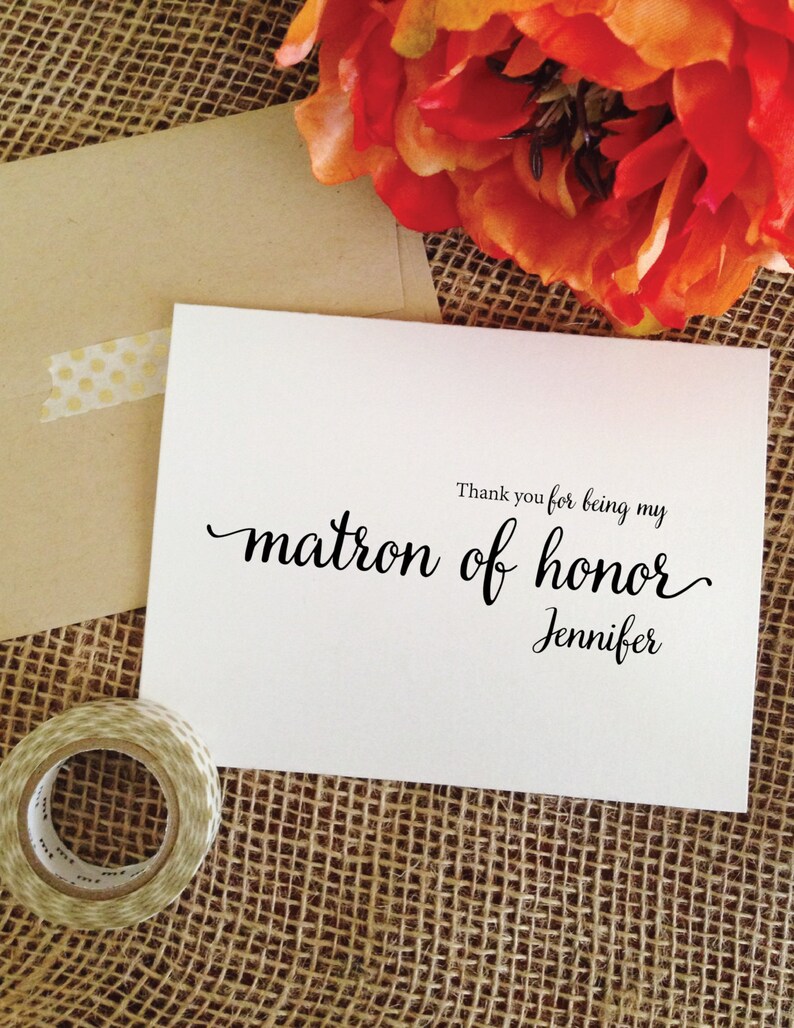 Matron of honor card wedding day card for matron of honor. Option to Personalized with name.