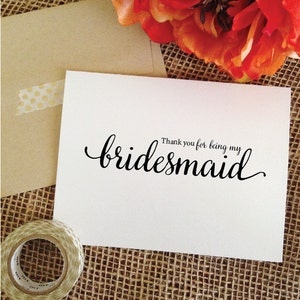 Personalized bridesmaid card, to my bridesmaid wedding day card, thank you for being my bridesmaid WeddingAffections image 3