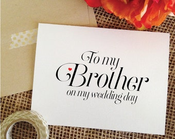 To my Brother on my wedding day Card brother of the bride, Wedding Card To My Brother Card Wedding Stationery Thank You Card (Sophisticated)