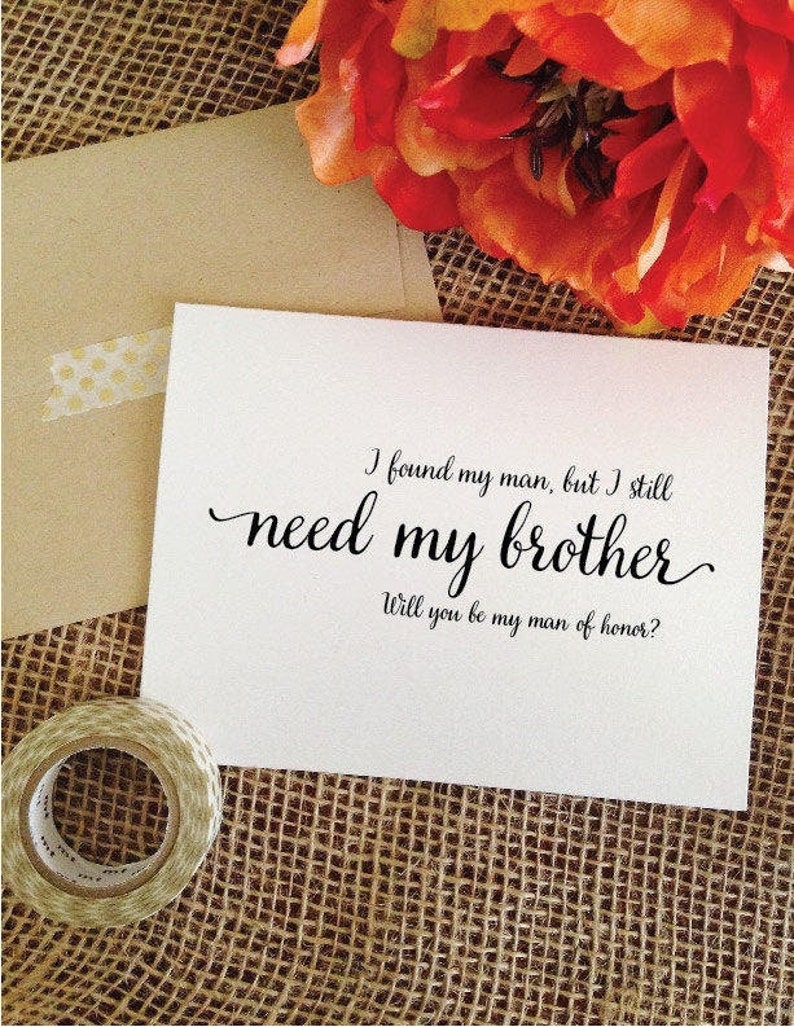 Card for brother man of honor card i found my man but I still need my brother card wedding card image 1