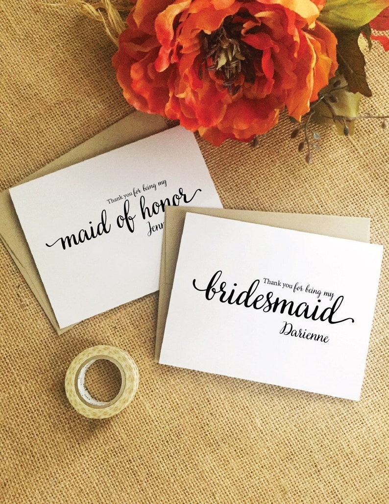 Personalized bridesmaid thank you card, wedding day card, bridesmaid card, thank you for being my bridesmaid : WeddingAffections image 1
