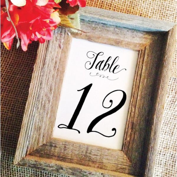 Black Frame Table Numbers Etsy