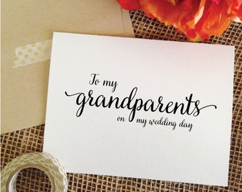 To my grandparents on my wedding day card grandparents, card for grandmother, grandfather, gift from bride grandparent gift wedding (Lovely)