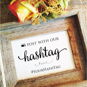post with our hashtag sign, wedding hashtag sign,  personalized hashtag sign  (Lovely) (Frame NOT included)