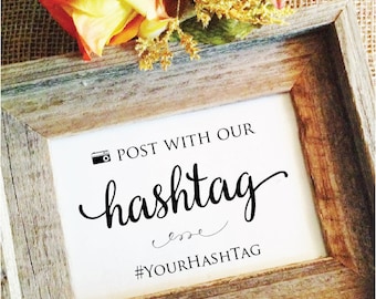 post with our hashtag sign, wedding hashtag sign,  personalized hashtag sign  (Lovely) (Frame NOT included)