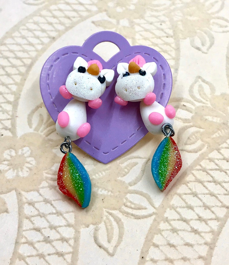 NEW Cute Unicorn Earrings Polymer Clay Geek Etsy