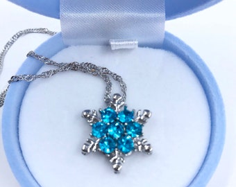 BACK!! Little Girl’s "Elsa Blue Snowflake" Necklace ~ Frozen Elsa Girls Jewelry, Nieces, Granddaughters Birthday, Christmas Gift