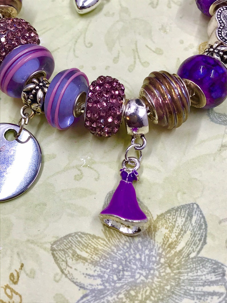 Ladies tangled 2 Purple Pandora Style Charm Bracelet Etsy
