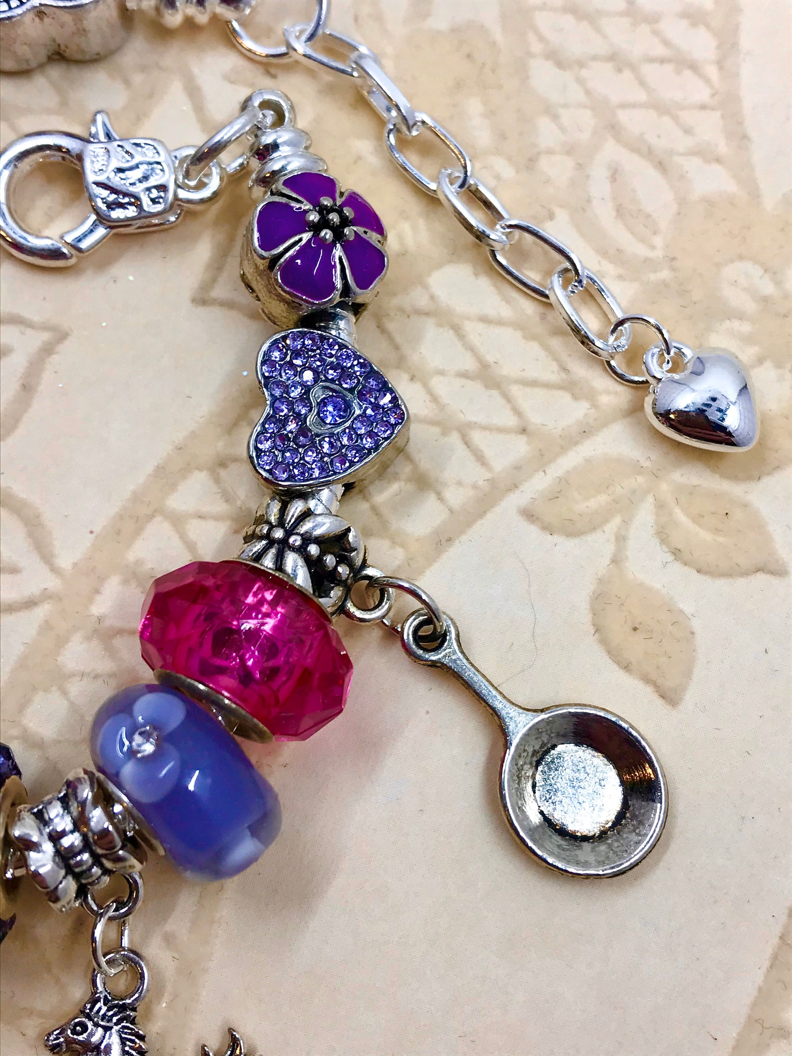 Tangled Pandora Style Charm Bracelet Lampwork Glass Beads Etsy