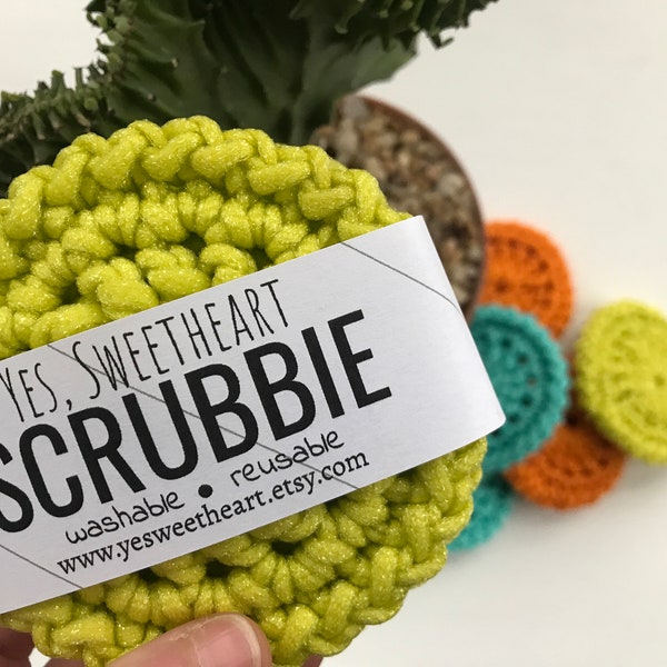 Washable Dish Scrubbies- Pack of 2- Varying Colors- Kitchen- Cleaning- Home- Household- Reusable- Eco-friendly- Supplies- House Warming Gift