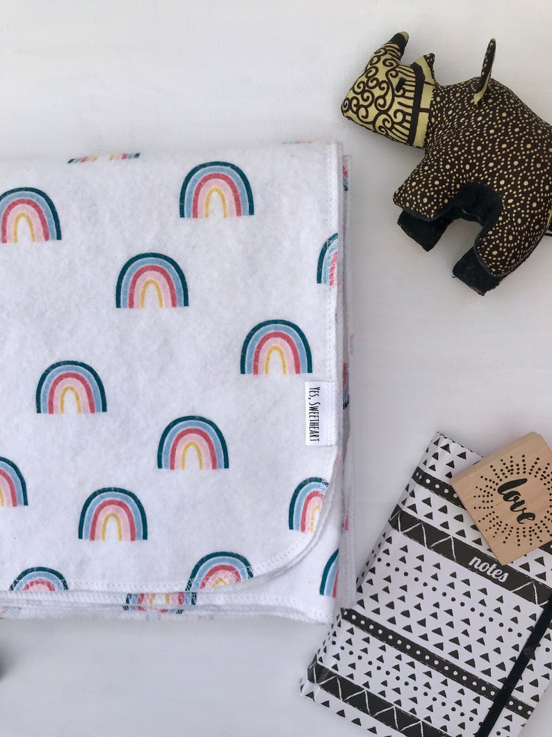 Extra Large Rainbow Flannel Receiving Blanket Boho Swaddle Etsy