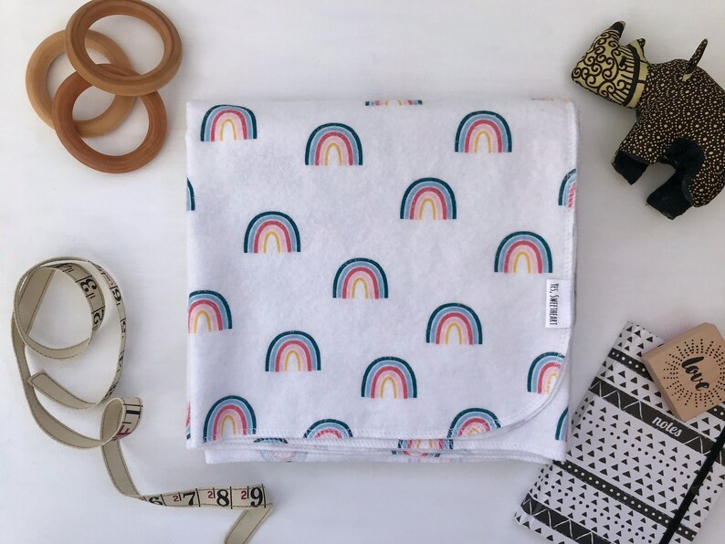 Extra Large Rainbow Flannel Receiving Blanket Boho Swaddle Etsy