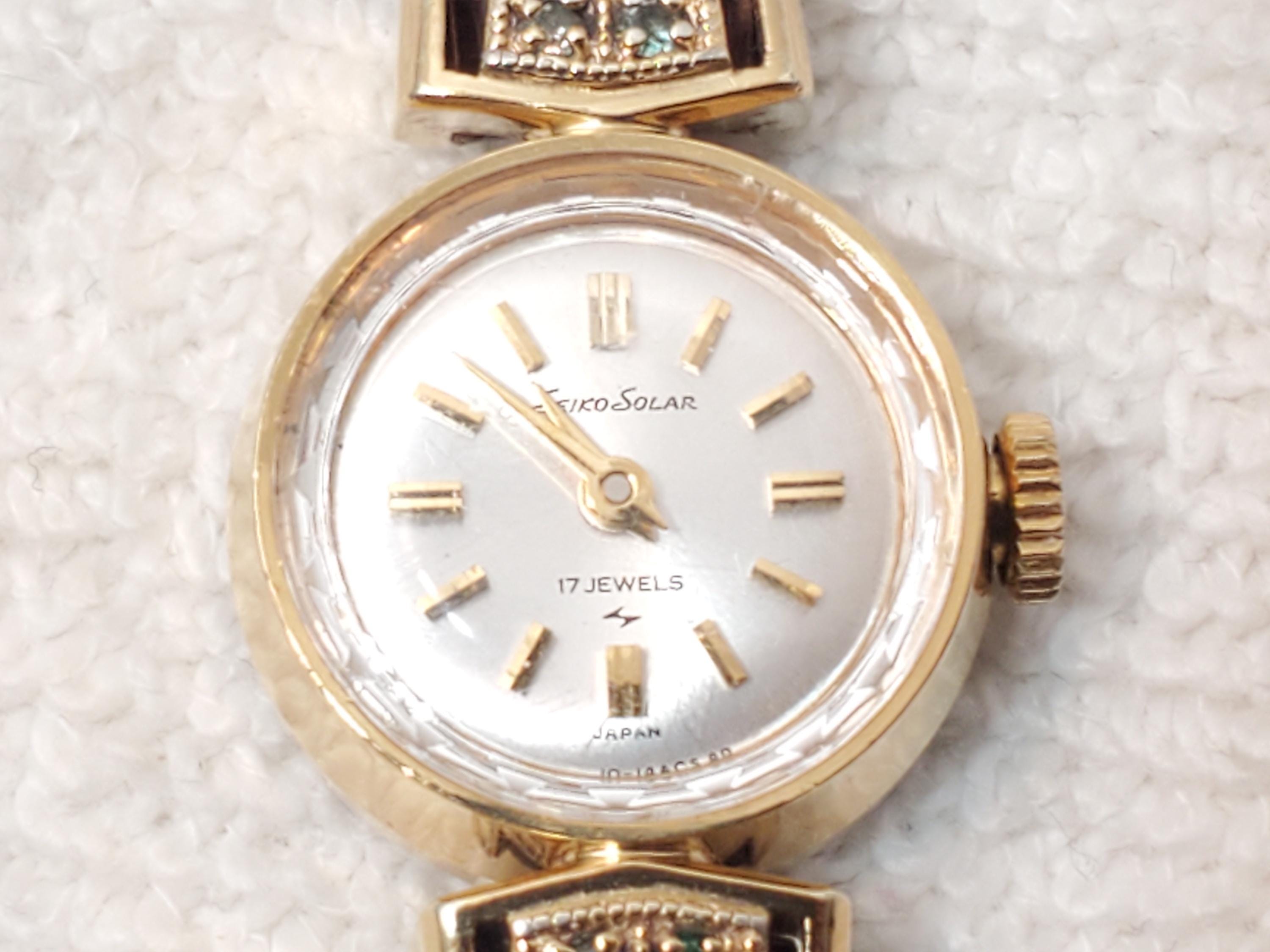 Vintage Seiko Solar Women\'s 17 Jewels Wind Up Watch Silver Dial Gold Plated Vintage Seiko Solar Diashock 17-jewel Ladies Watch, 20  main image 4
