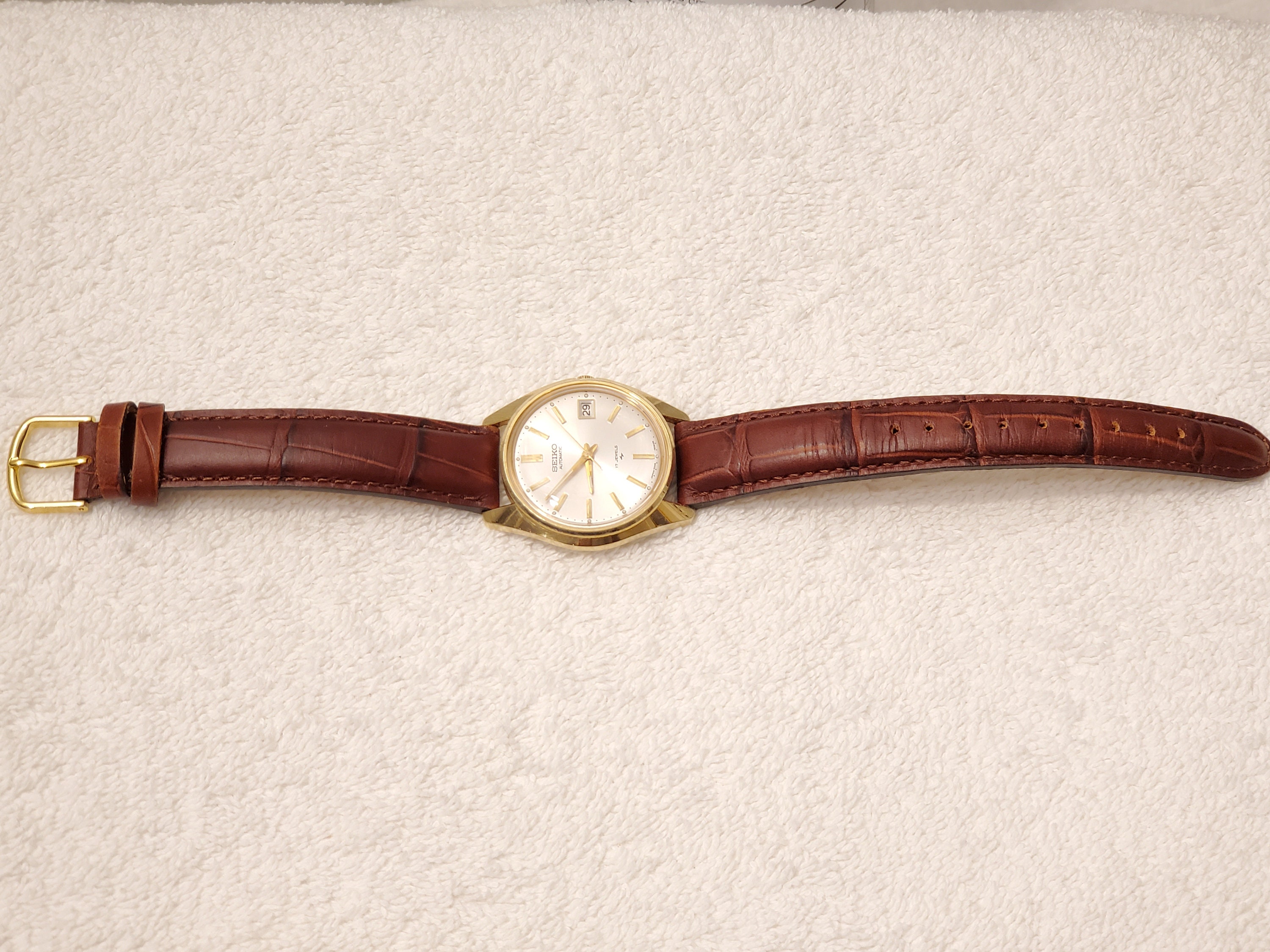 Analog Quartz Watch with Antique Gold Alloy Case and Distressed PU Leather Strap Leather Band Gold Case Vintage Wristwatches for sale - eBay main image 3