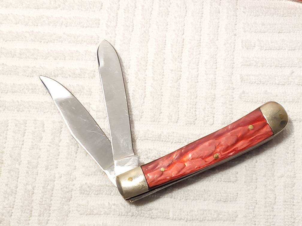 Vintage Solingen Steel 440 Old Ram Pocket Knife Two Blades Red