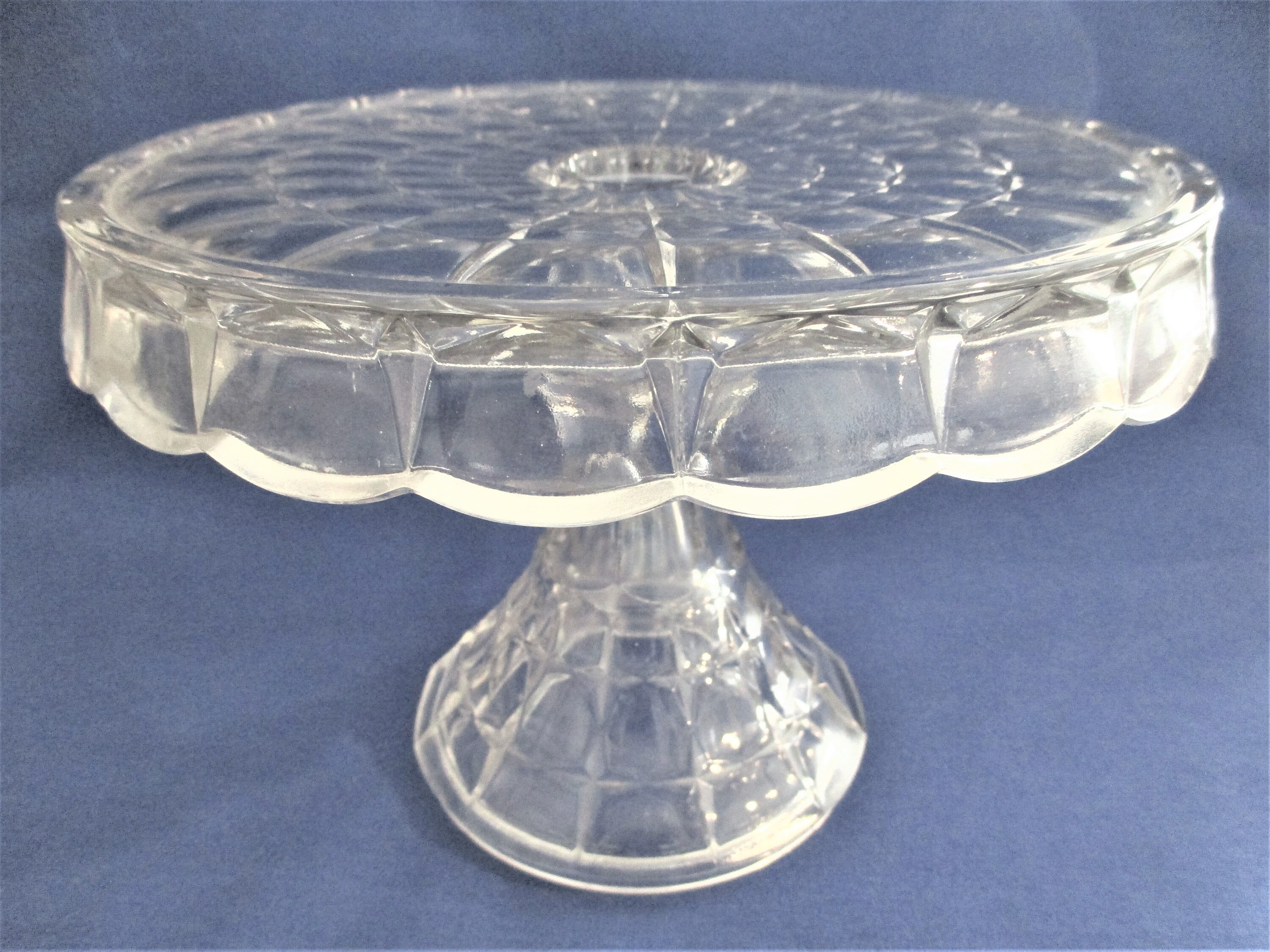 Antique Tall 10 Glass Pedestal Cake Plate Stand Pattern Etsy