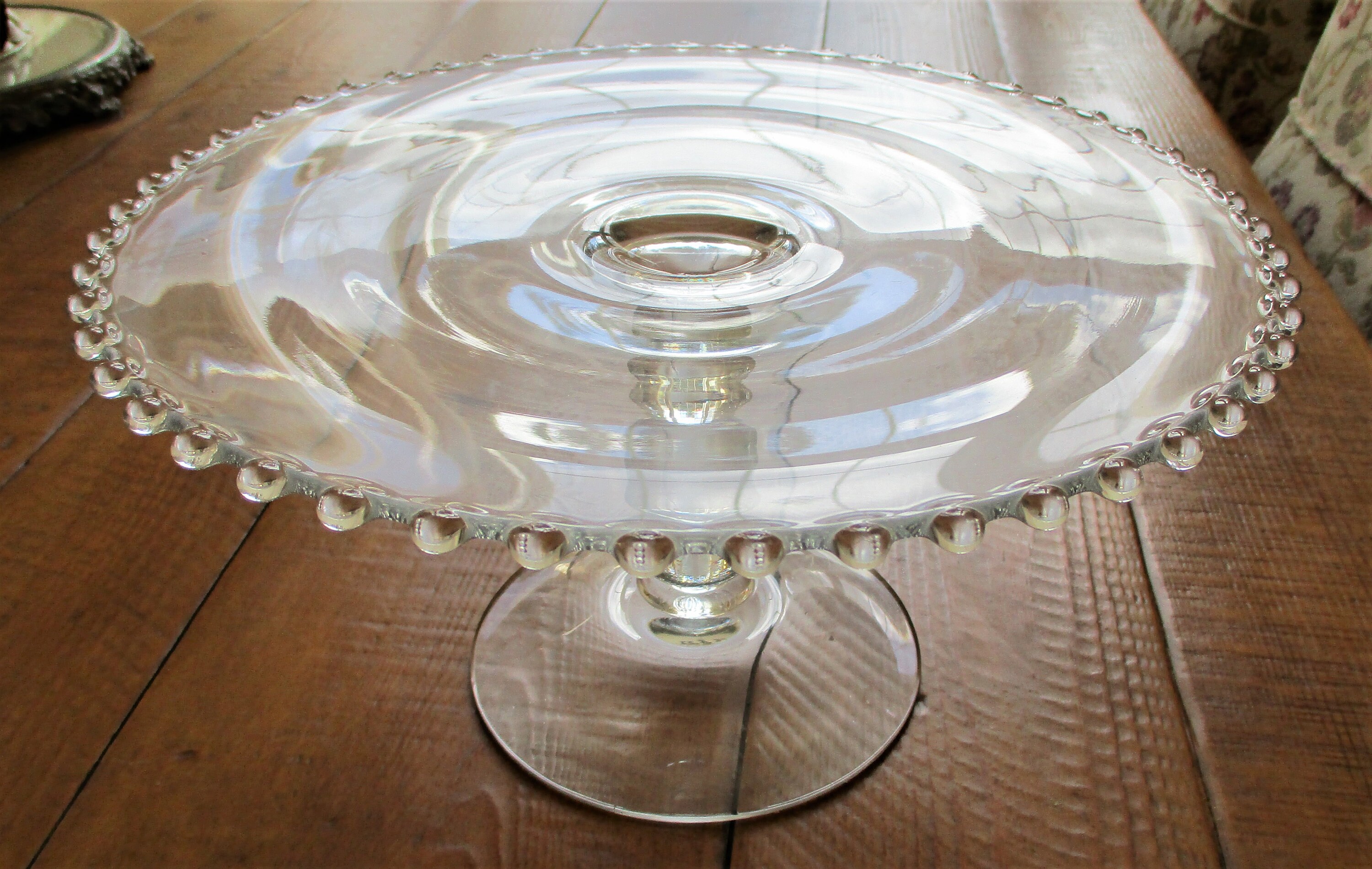 Vintage Imperial Glass CANDLEWICK 3 ball Pedestal CAKE PLATE