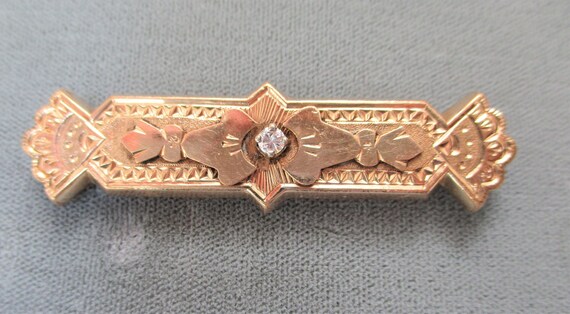 Antique Victorian Gold Filled DIAMOND Bar BROOCH … - image 1