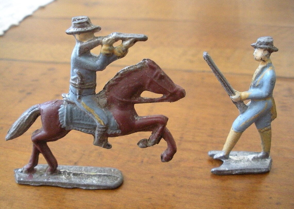 10 pc Vintage Pewter Toy Soldiers Horseback Civil War Infantry Etsy