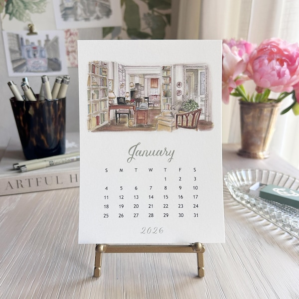 Rom Com 2026 Desktop Calendar | Nancy Meyers Nora Ephron Monthly Calendar | Grandmillenial gift