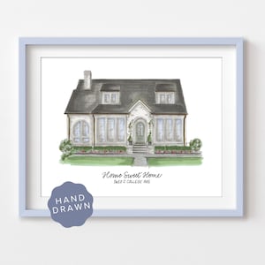Dibujo de casa personalizado, ilustración de casa, pintura de casa, regalo de agente inmobiliario, regalo de inauguración de casa, retrato de casa personalizado
