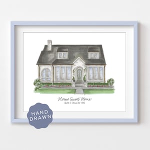 Custom House Drawing, House Illustration, House Painting, Realtor Gift, Housewarming gift, custom House portrait image 1